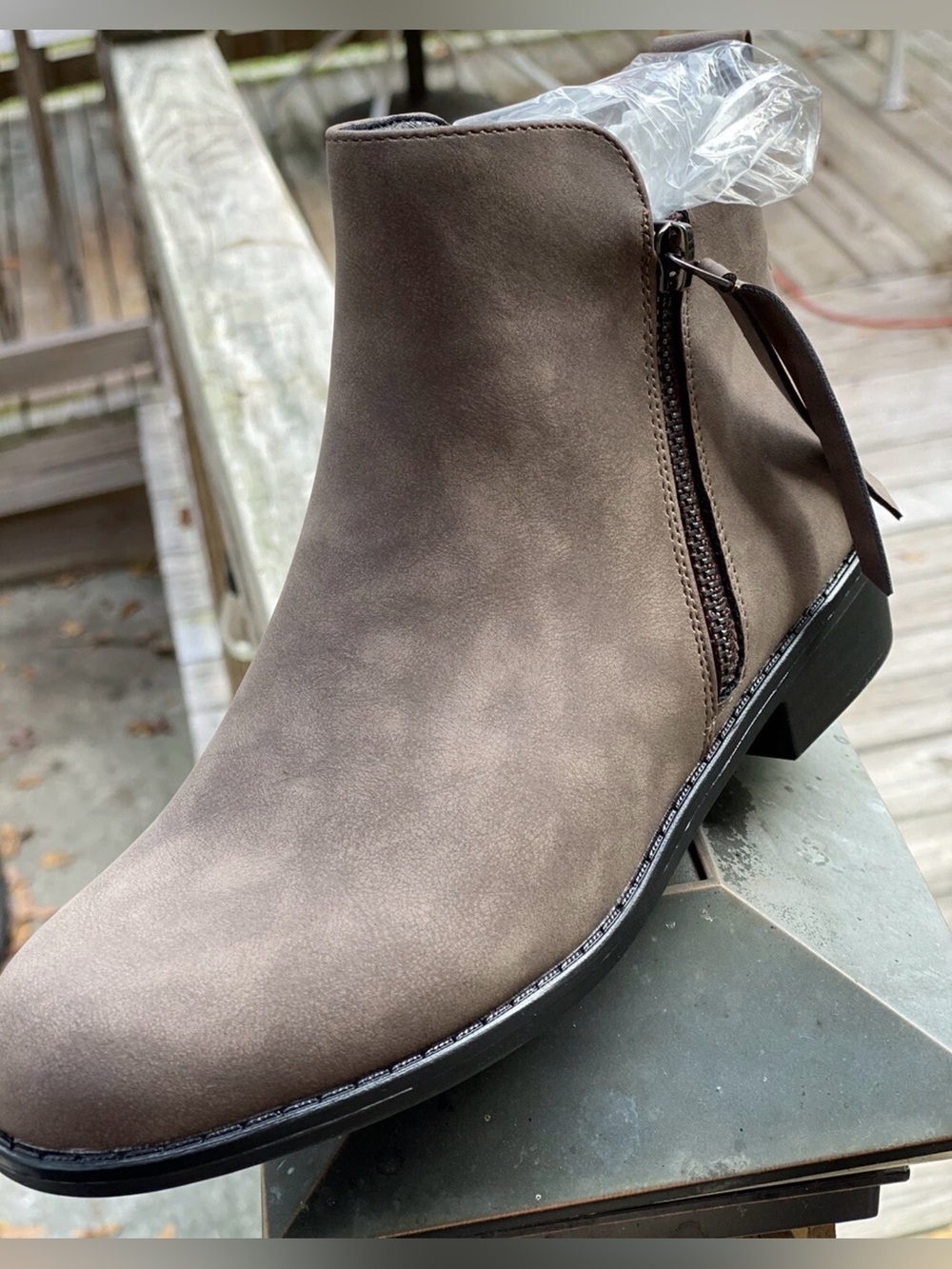 Men's Taupe Suede Chelsea Boots - Sleek Ankle Dress Boot - Picture 4 of 6